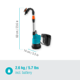 Gardena Akumulátorové čerpadlo do sudu 2000/2 18 V P4A – sada